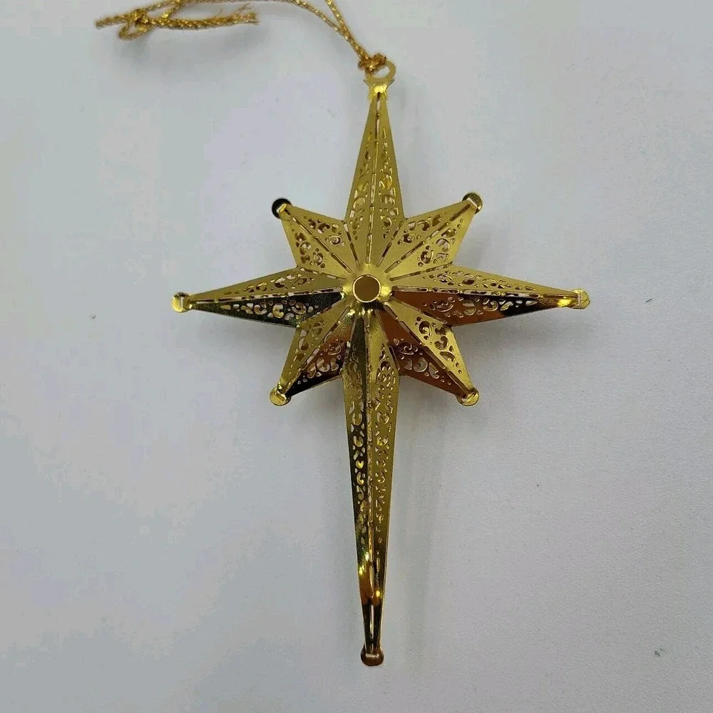 1980's VTG Bright Golden Tone Hanging Star Ornament Very rare‎ unique SEE📏📸